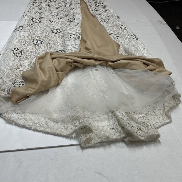 La‎ Femme 2 Piece Gown Womens 8 White Sequin Lace Halter Lace Up Slit Maxi Skirt - Picture 10 of 16